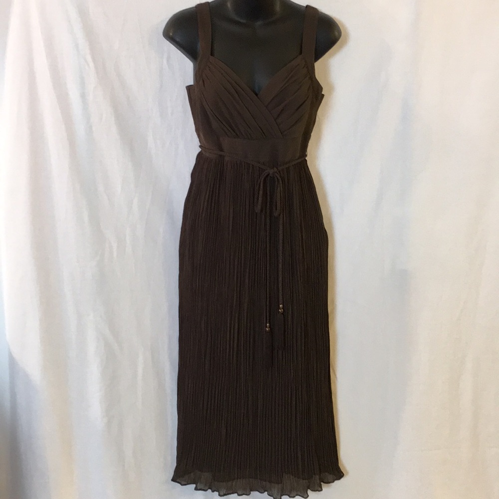 WHBM Surplice Midi Micro Pleat Dress Size 2